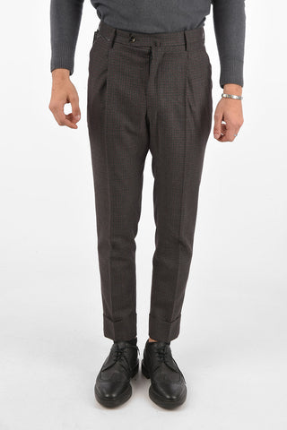 virgin wool single pleat trousers