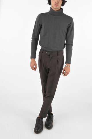 virgin wool single pleat trousers