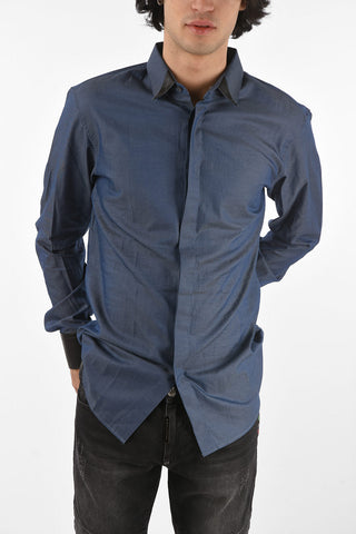 HOMME faux leather details Platinum Cut LS BAPTIST shirt