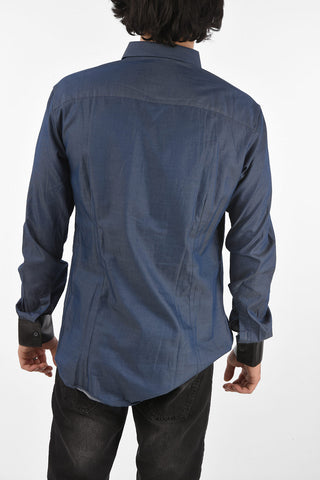 HOMME faux leather details Platinum Cut LS BAPTIST shirt