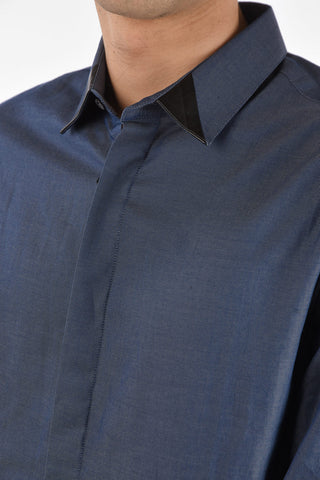 HOMME faux leather details Platinum Cut LS BAPTIST shirt