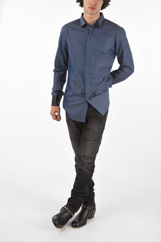 HOMME faux leather details Platinum Cut LS BAPTIST shirt