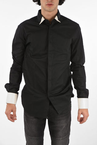 HOMME faux leather details Platinum Cut LS BAPTIST shirt