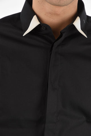 HOMME faux leather details Platinum Cut LS BAPTIST shirt