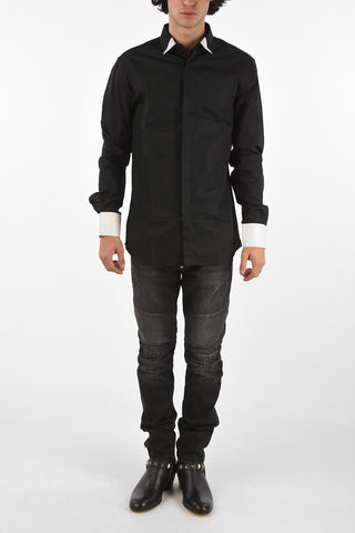 HOMME faux leather details Platinum Cut LS BAPTIST shirt