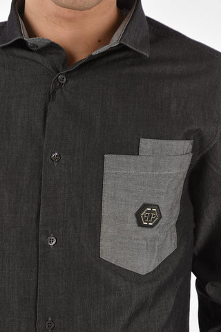 HOMME Denim hidden closure FATALITY shirt