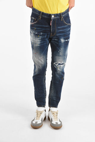 16cm vintage effect mid-rise waist SKATER jeans