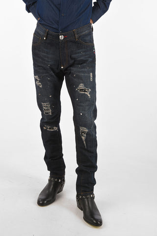 Jeans Milano cut TRY effetto vintage con borchie 17cm