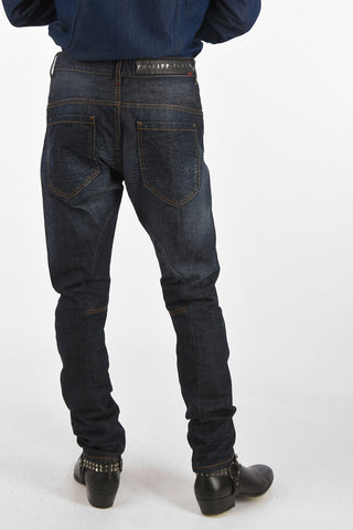 Jeans Milano cut TRY effetto vintage con borchie 17cm