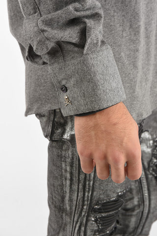 HOMME hidden closure Diamond Cut LS shirt