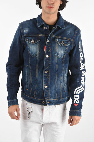 denim DAN overshirt with logo print side