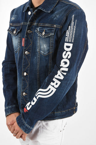 denim DAN overshirt with logo print side
