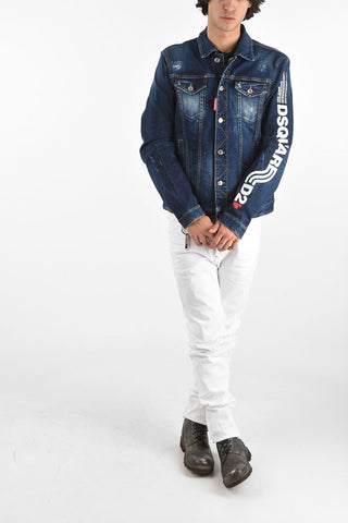 denim DAN overshirt with logo print side