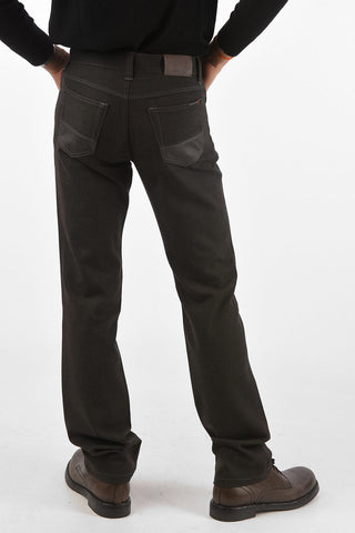 ID Stretchy Wool 5 Pocket Pants with Leather Details