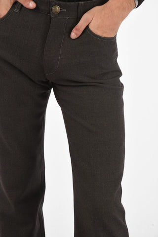 ID Stretchy Wool 5 Pocket Pants with Leather Details