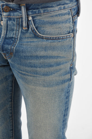 Stone Washed 5 Pocket Slim Fit Jeans 16.5 cm