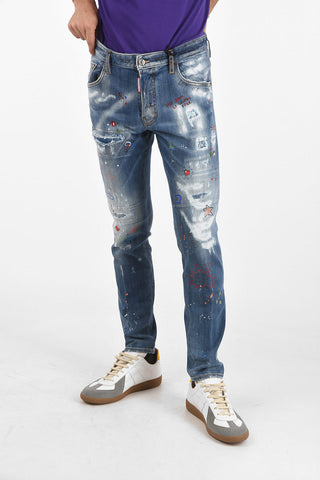 Printed SKATER Stretch Denims with Strass