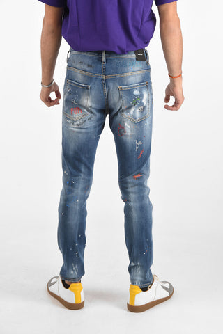 Printed SKATER Stretch Denims with Strass