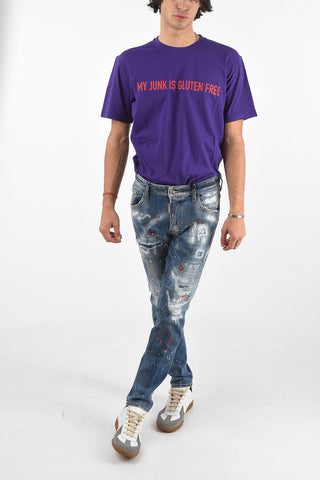 Printed SKATER Stretch Denims with Strass