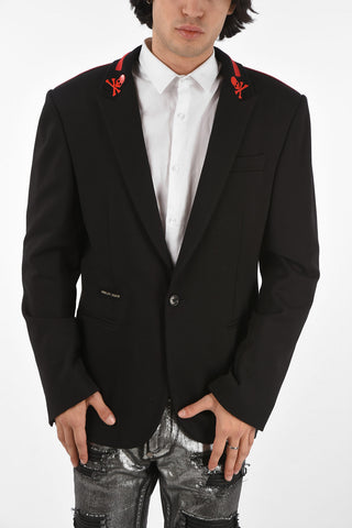 HOMME center vent peak lapel 1-button blazer