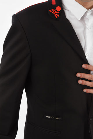 HOMME center vent peak lapel 1-button blazer