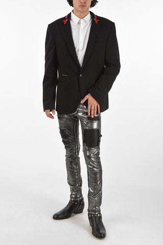 HOMME center vent peak lapel 1-button blazer