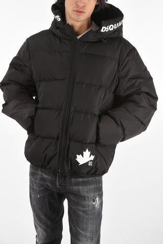 zipped closure down jacket with hood
