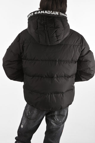 zipped closure down jacket with hood