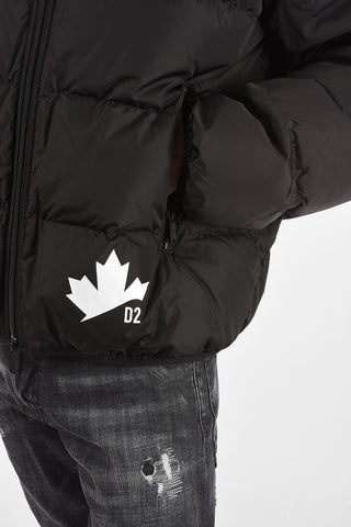 zipped closure down jacket with hood