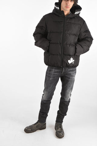zipped closure down jacket with hood