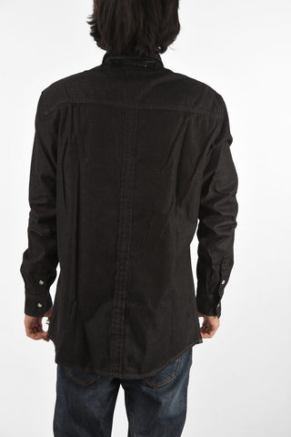 denim snap buttons HUNT ME shirt