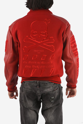 HOMME bomber MM in pelle con dettagli in lana