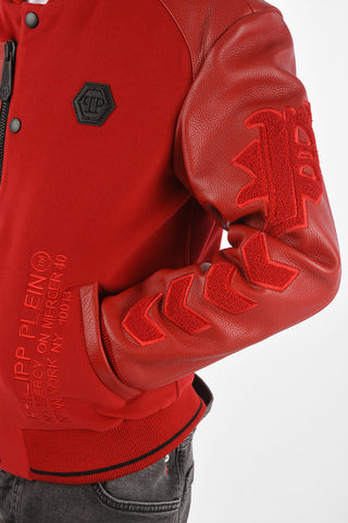 HOMME bomber MM in pelle con dettagli in lana