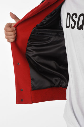HOMME bomber MM in pelle con dettagli in lana