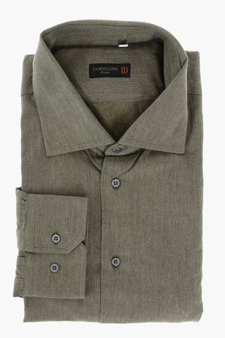 ID Herringbone Cotton Shirt with Standard Collar