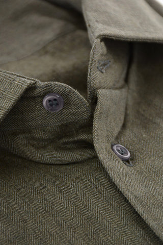 ID Herringbone Cotton Shirt with Standard Collar