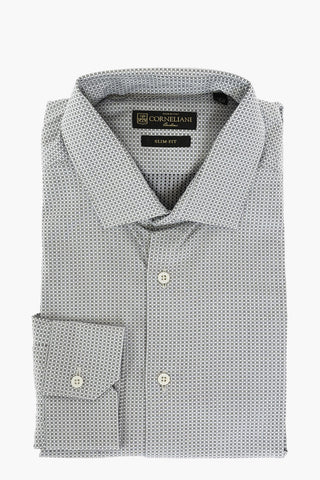 Geometric Patterned SLIM FIT Cotton Shirt