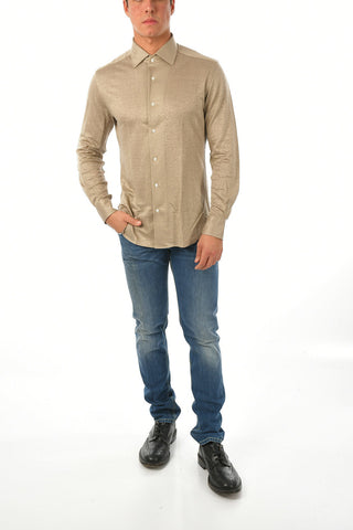 Geometric Patterned Stretch Cotton Shirt