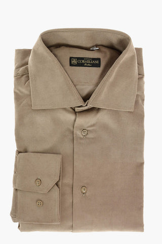 Camicia in Velluto a Coste con Collo Francese