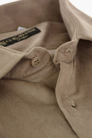 Camicia in Velluto a Coste con Collo Francese