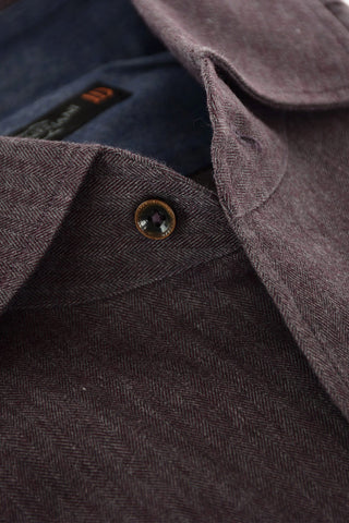 ID Camicia in Cotone Herringbone con Collo Francese