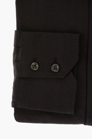 Herringbone Cotton Shirt with Standard Collar