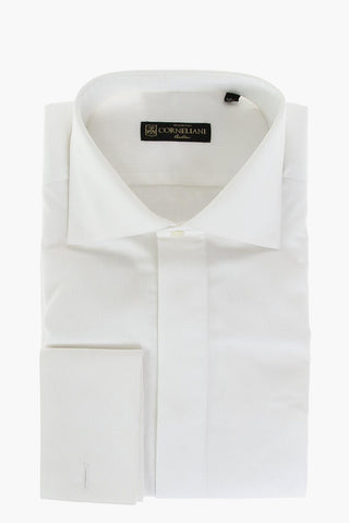 Pinstriped Popeline Cotton Shirt with Hidden Buttoning