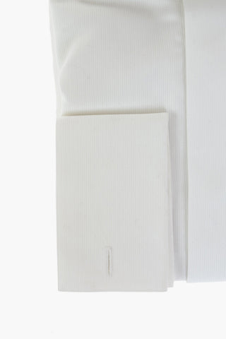 Pinstriped Popeline Cotton Shirt with Hidden Buttoning