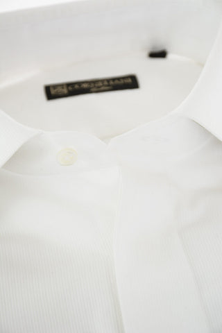 Pinstriped Popeline Cotton Shirt with Hidden Buttoning
