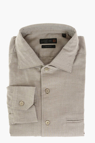 ID Camicia SLIM FIT in Cotone Herringbone con Taschino e Logo Ricamato