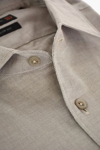 ID Camicia SLIM FIT in Cotone Herringbone con Taschino e Logo Ricamato