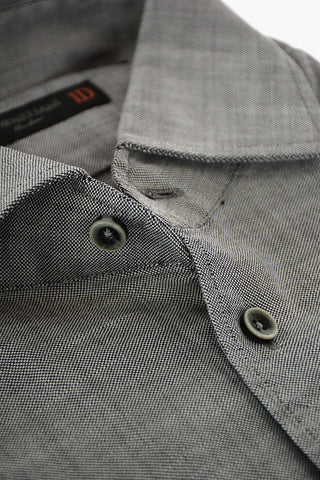 ID Camicia in Cotone Hopsack con Collo Francese