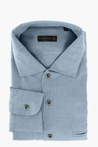 ID Twill Cotton Shirt with Breast-pocket and Embroidered Logo