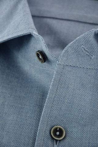 ID Twill Cotton Shirt with Breast-pocket and Embroidered Logo